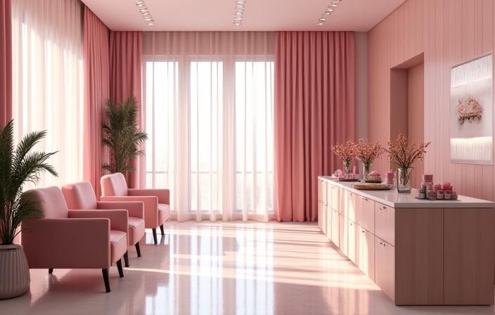 Intérieur élégant et lumineux de L'Onglerie Harmonie avec des stations de manucure en bois clair et des fauteuils confortables.