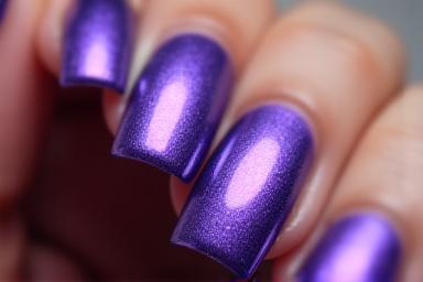 Ongles violets avec effet chrome miroir
