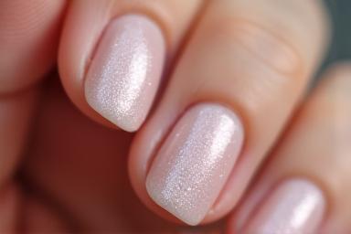 Dégradé de paillettes subtiles sur ongles ronds